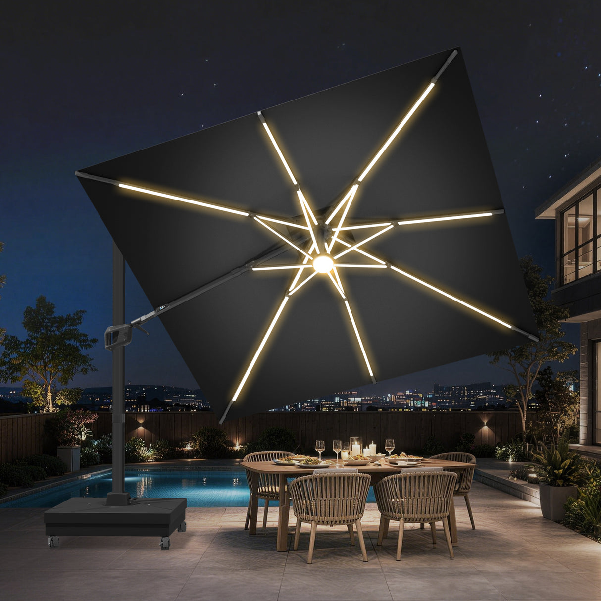 Patioslife Aegis Signature Series Rotating Cantilever Patio Umbrella with Adjustable Tilt for Garden & Poolside