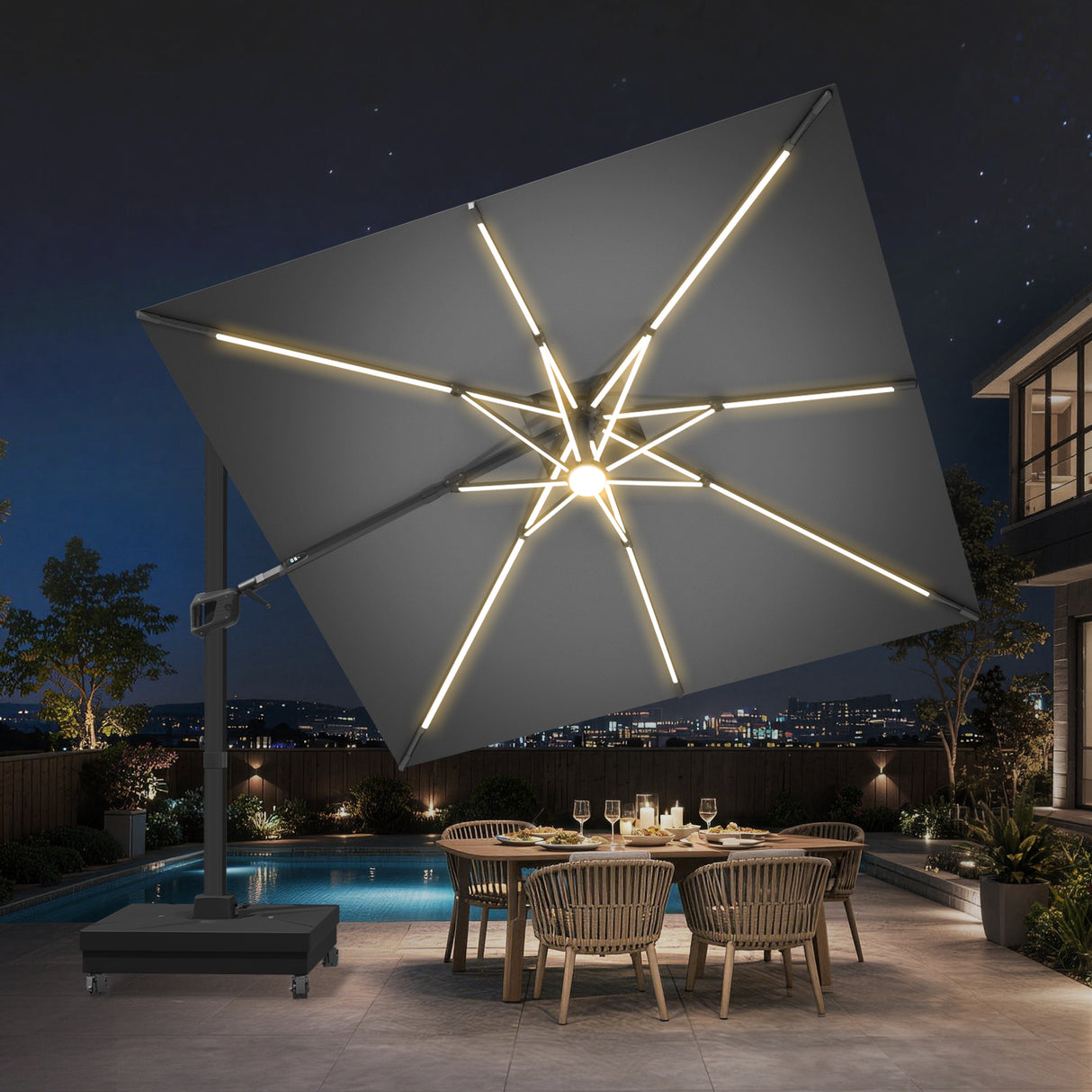 Patioslife Aegis Signature Series Rotating Cantilever Patio Umbrella with Adjustable Tilt for Garden & Poolside