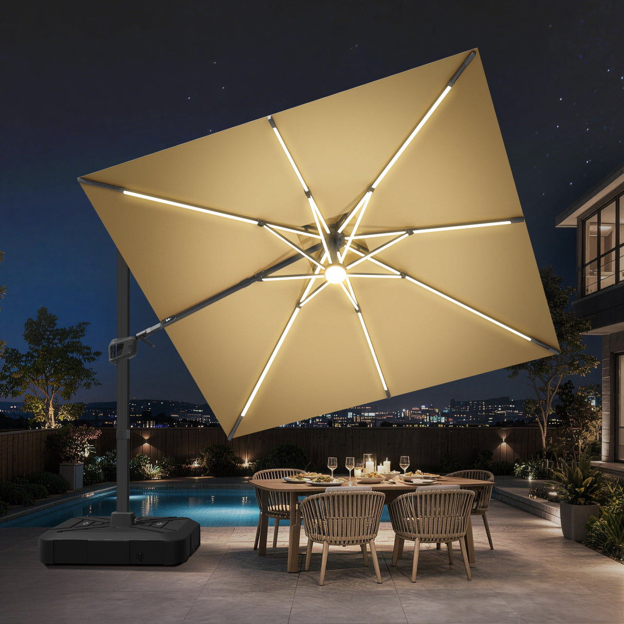 Patioslife Aegis Signature Series Rotating Cantilever Patio Umbrella with Adjustable Tilt for Garden & Poolside