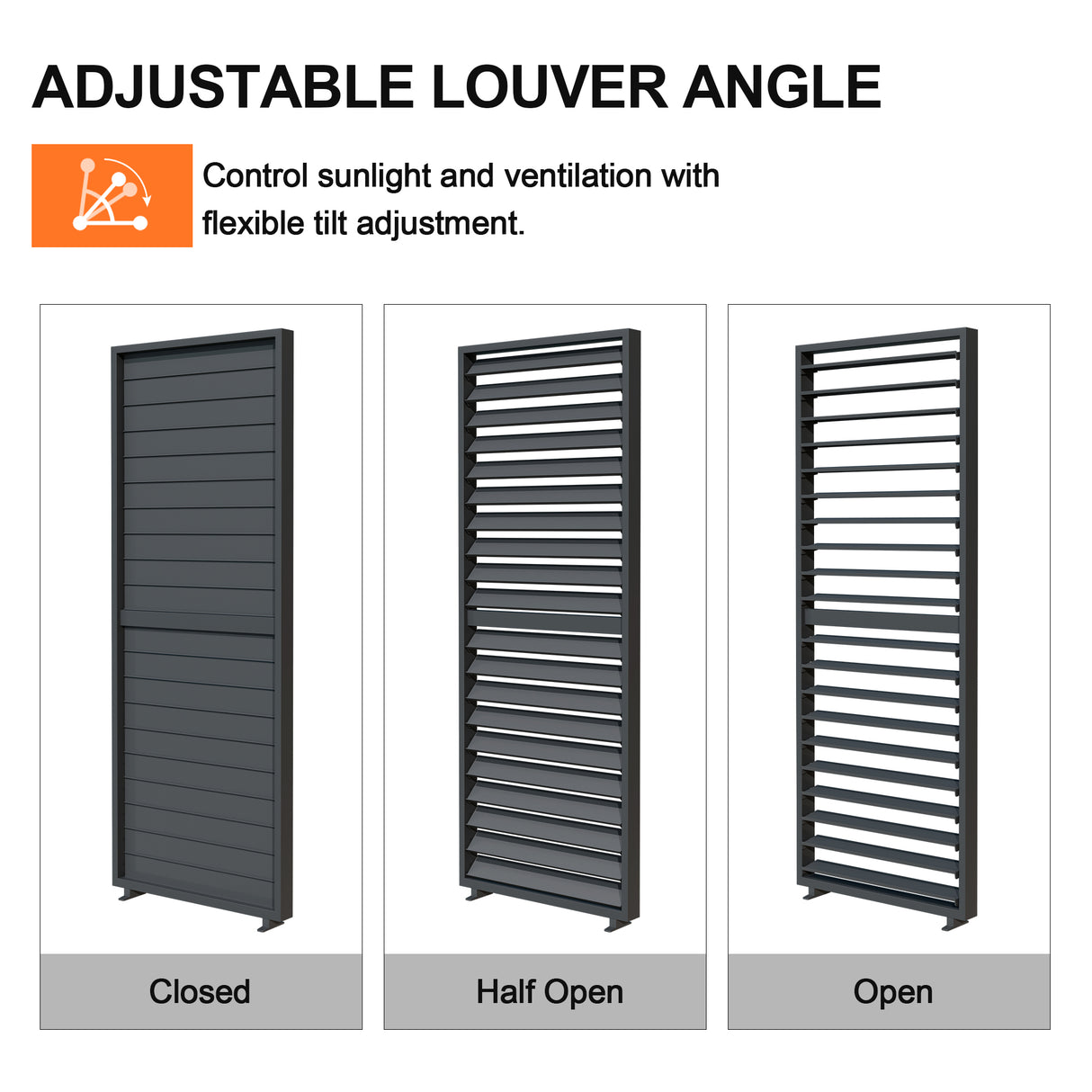 Patioslife Atlantic Series Aluminium Louvre Side Panel – Pergola Sidewall with Adjustable Louvers for Privacy, Shade and Wind Protection