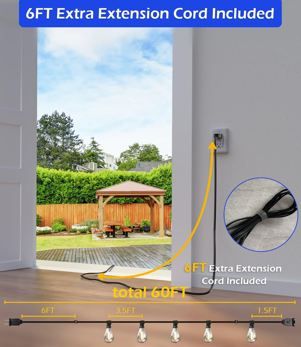 Patioslife™|LED Outdoor String Lights with Shatterproof Edison Bulbs – Waterproof, Commercial Grade 2700K Patio Lights for Garden, Porch & Deck Decor