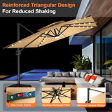 Patioslife Aegis Pro All-weather Cantilever Parasol with LED Lights, Reinforced & Powder-Coated Aluminium Ribs and Pole — Perfect for Garden & Patio