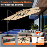 Patioslife Aegis Pro All-weather Cantilever Parasol with LED Lights, Reinforced & Powder-Coated Aluminium Ribs and Pole — Perfect for Garden & Patio