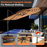 Patioslife Aegis Pro All-weather Cantilever Parasol with LED Lights, Reinforced & Powder-Coated Aluminium Ribs and Pole — Perfect for Garden & Patio