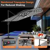 Patioslife Aegis Pro All-weather Cantilever Parasol with LED Lights, Reinforced & Powder-Coated Aluminium Ribs and Pole — Perfect for Garden & Patio