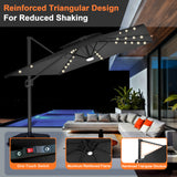 Patioslife Aegis Pro All-weather Cantilever Parasol with LED Lights, Reinforced & Powder-Coated Aluminium Ribs and Pole — Perfect for Garden & Patio