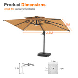 Patioslife Aegis Pro All-weather Cantilever Parasol with LED Lights, Reinforced & Powder-Coated Aluminium Ribs and Pole — Perfect for Garden & Patio