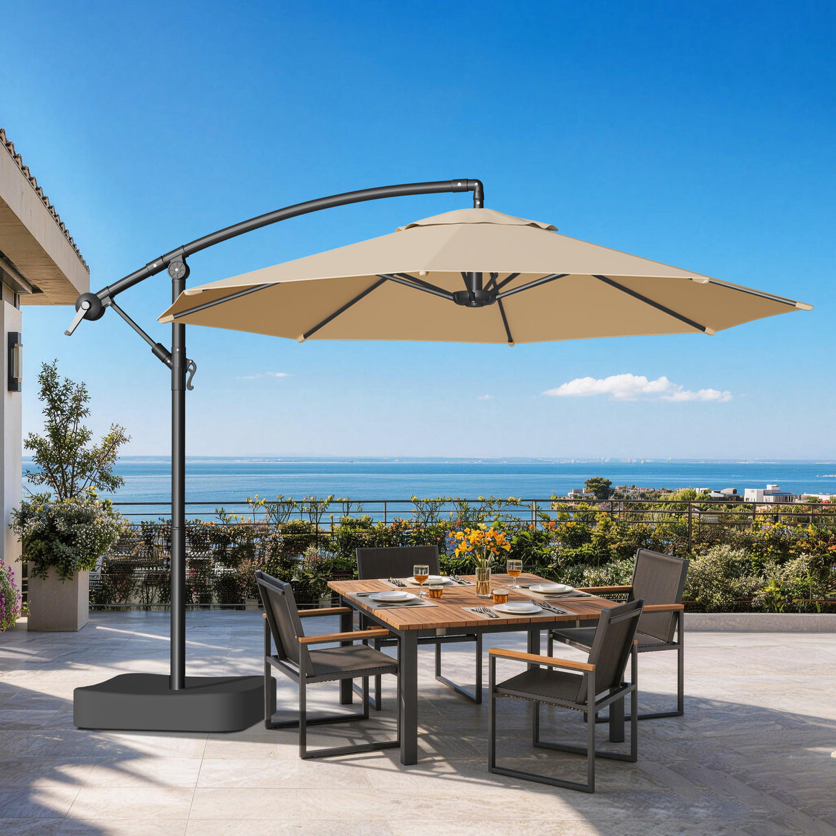 Patioslife Heavy Duty 3M Cantilever Parasol with Base – Premium Outdoor Shade for Patio, Garden & Backyard Living