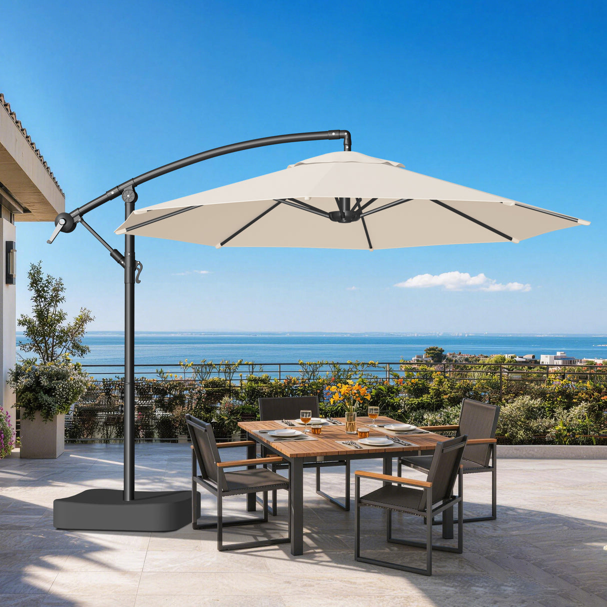 Patioslife Heavy Duty 3M Cantilever Parasol with Base – Premium Outdoor Shade for Patio, Garden & Backyard Living