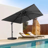 Patioslife Aegis Pro™ Cantilever Parasol with Base & Protective Cover — Fibreglass Ribs & Powder-Coated Aluminium Pole for Garden & Patio