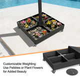 Rolling Cantilever Parasol Base with Lock, Supports Up to 400 kg, Decorative Modular Stand for Aegis Series and Most Offset Garden Parasols, Suitable for Patio, Garden and Poolside Use