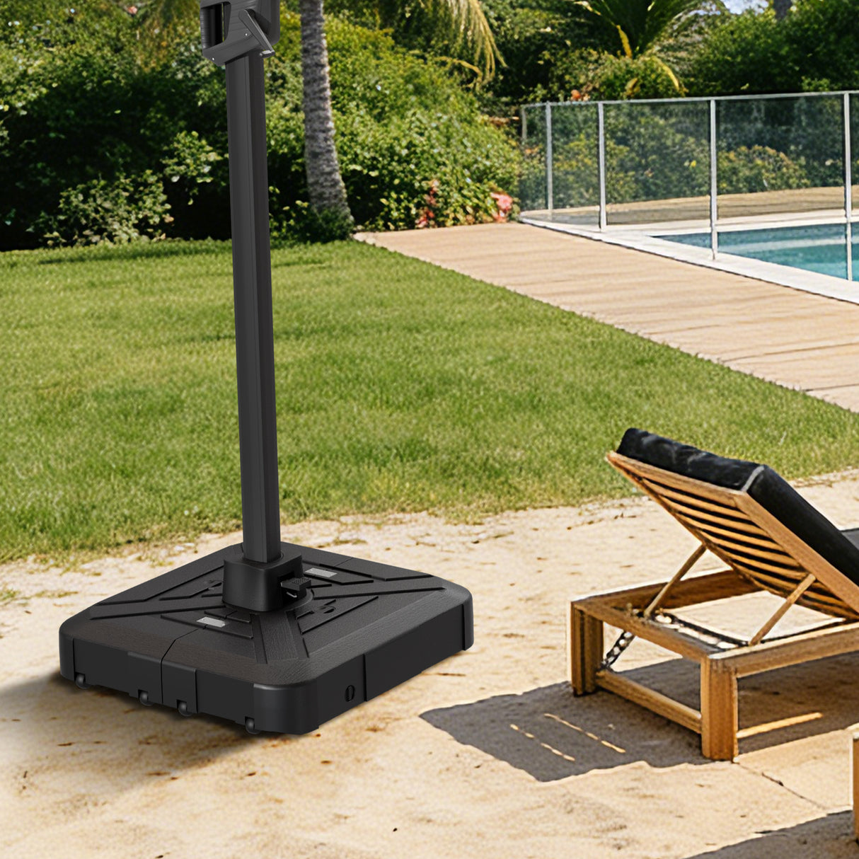 Patioslife™ Cantilever Parasol Base 115–200kg, Heavy-Duty Outdoor Rolling Stand, Refillable HDPE Offset Weights with Wheels for Patio, Garden & Poolside Stability