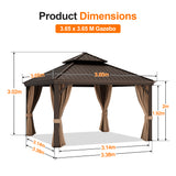 Patioslife Luxury Haven Hardtop Gazebo with sides & Drainage Gutters, 120×120mm Aluminum Posts| Most Popular Choice for Garden or Backyard
