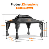 Patioslife Luxury Haven Hardtop Gazebo with sides & Drainage Gutters, 120×120mm Aluminum Posts| Most Popular Choice for Garden or Backyard