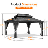 Patioslife Luxury Haven Hardtop Gazebo with sides & Drainage Gutters, 120×120mm Aluminum Posts| Most Popular Choice for Garden or Backyard