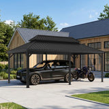 Patioslife Aluminium Carport with Steel Roof – Weatherproof Canopy for Cars, Motorbikes & Campervans