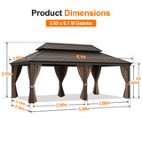 Patioslife Luxury Haven Hardtop Gazebo with sides & Drainage Gutters, 120×120mm Aluminum Posts| Most Popular Choice for Garden or Backyard