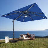 Patioslife Aegis Pro™ Cantilever Parasol with LED Lights, Fibreglass Ribs & Powder-Coated Aluminium Pole — Perfect for Garden & Patio
