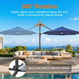 Patioslife Aegis Pro Round Cantilever Patio Umbrella with Solar LED Lights & Shade Protection