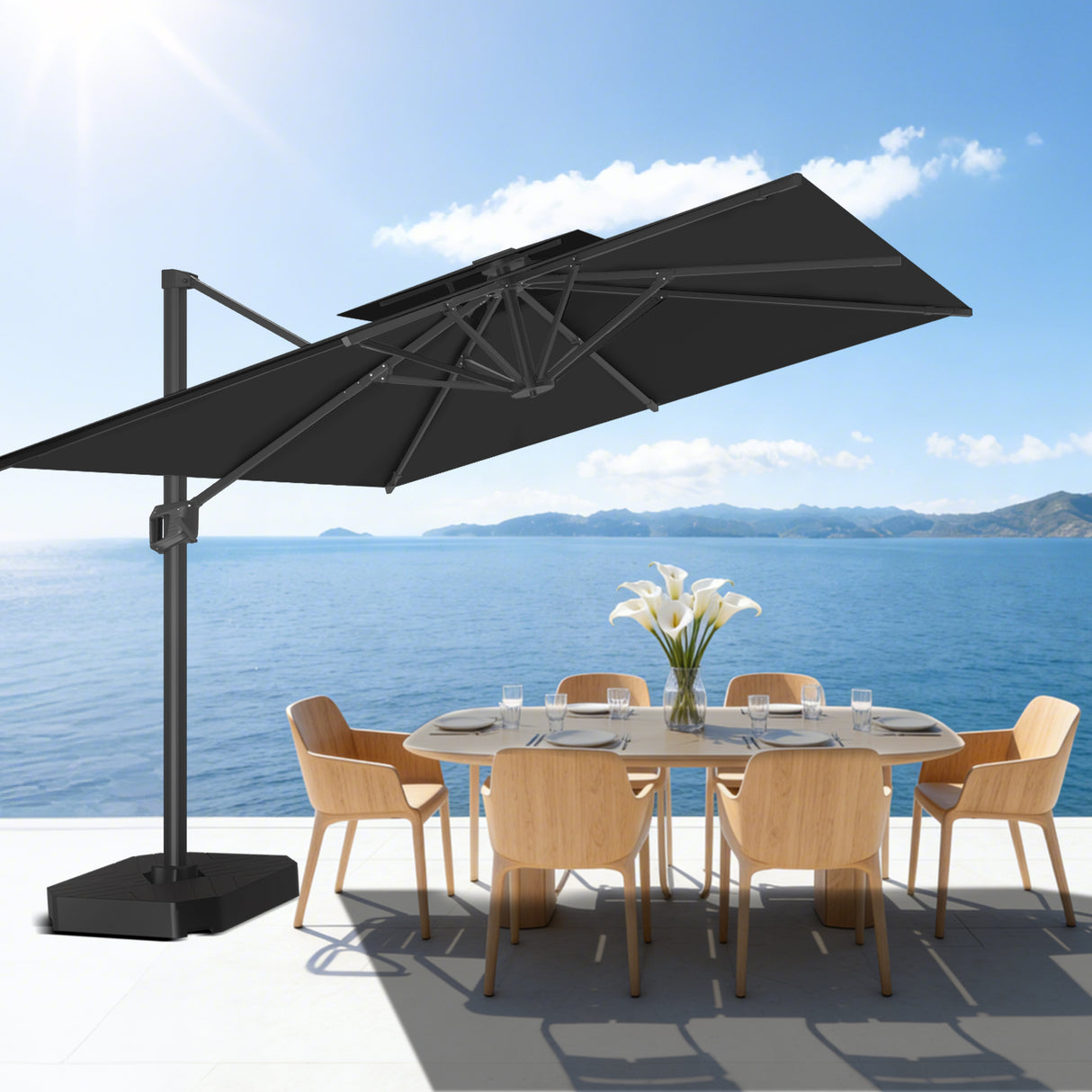 Patioslife Aegis Pro All-weather Cantilever Parasol , Reinforced & Powder-Coated Aluminium Ribs and Pole — Perfect for Garden & Patio