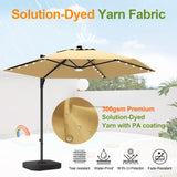 Patioslife Aegis Pro™ All-in-One Shade Round Cantilever Patio Parasol with solar LED lights | Premium Cover | Large Base