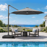 Patioslife Aegis Pro Round Cantilever Patio Umbrella with Solar LED Lights & Shade Protection