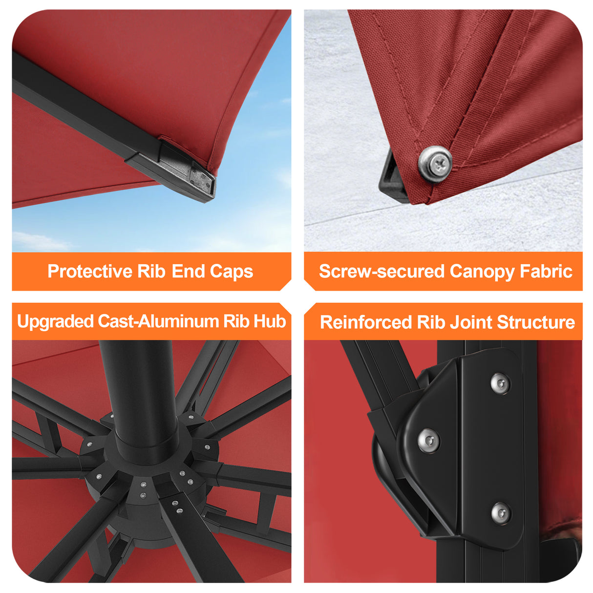 Patioslife Aegis Pro All-weather Cantilever Parasol , Reinforced & Powder-Coated Aluminium Ribs and Pole — Perfect for Garden & Patio
