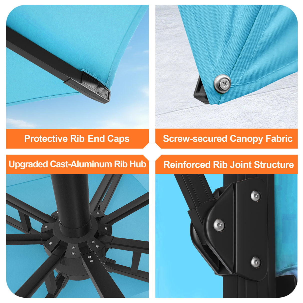 Patioslife Aegis Pro All-weather Cantilever Parasol with LED Lights, Reinforced & Powder-Coated Aluminium Ribs and Pole — Perfect for Garden & Patio