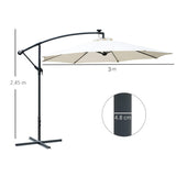 Patioslife 3m cream cantilever parasol dimensions with 2.45m height and 4.8cm pole