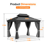 Patioslife Luxury Haven Hardtop Gazebo with sides & Drainage Gutters, 120×120mm Aluminum Posts| Most Popular Choice for Garden or Backyard
