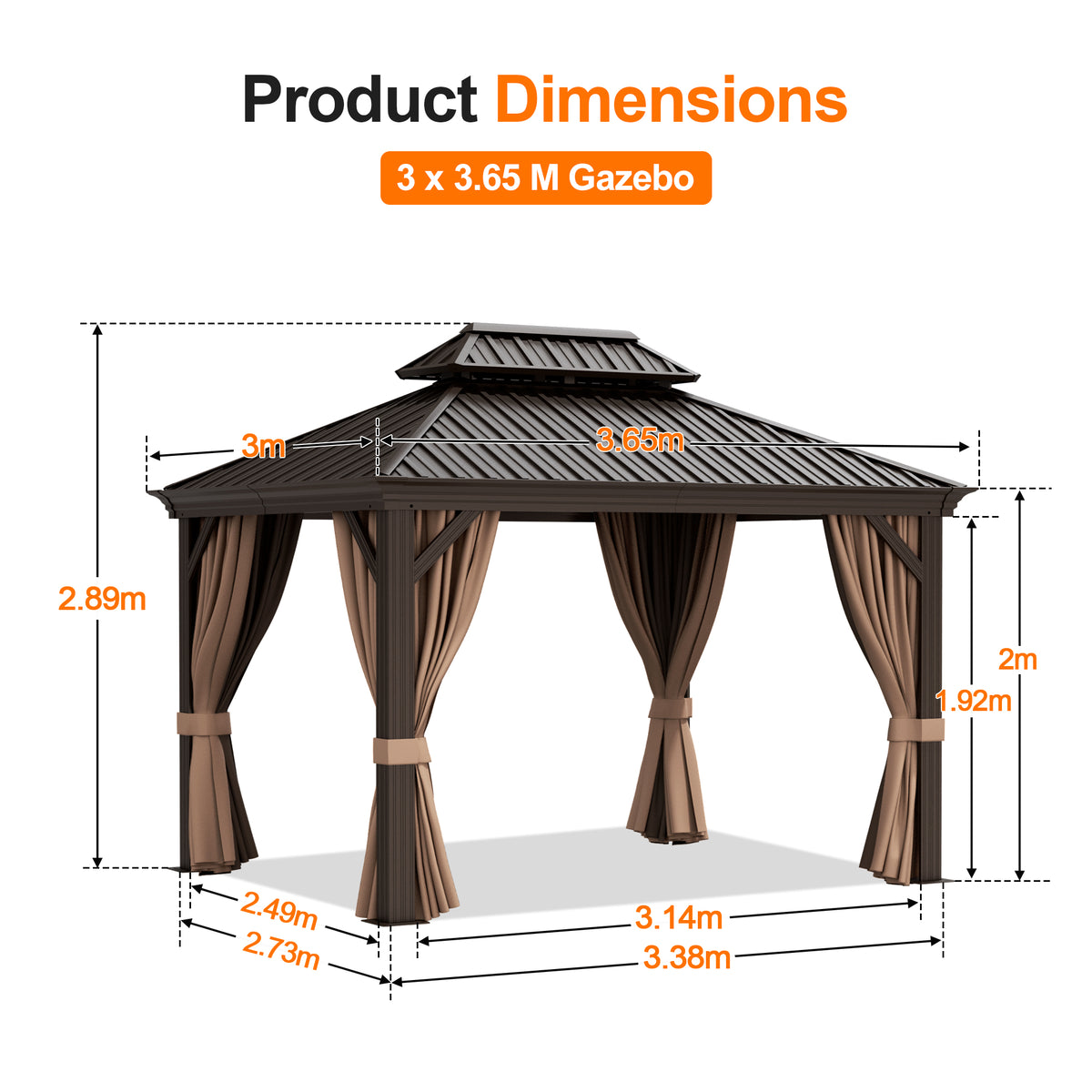 Patioslife Luxury Haven Hardtop Gazebo with sides & Drainage Gutters, 120×120mm Aluminum Posts| Most Popular Choice for Garden or Backyard
