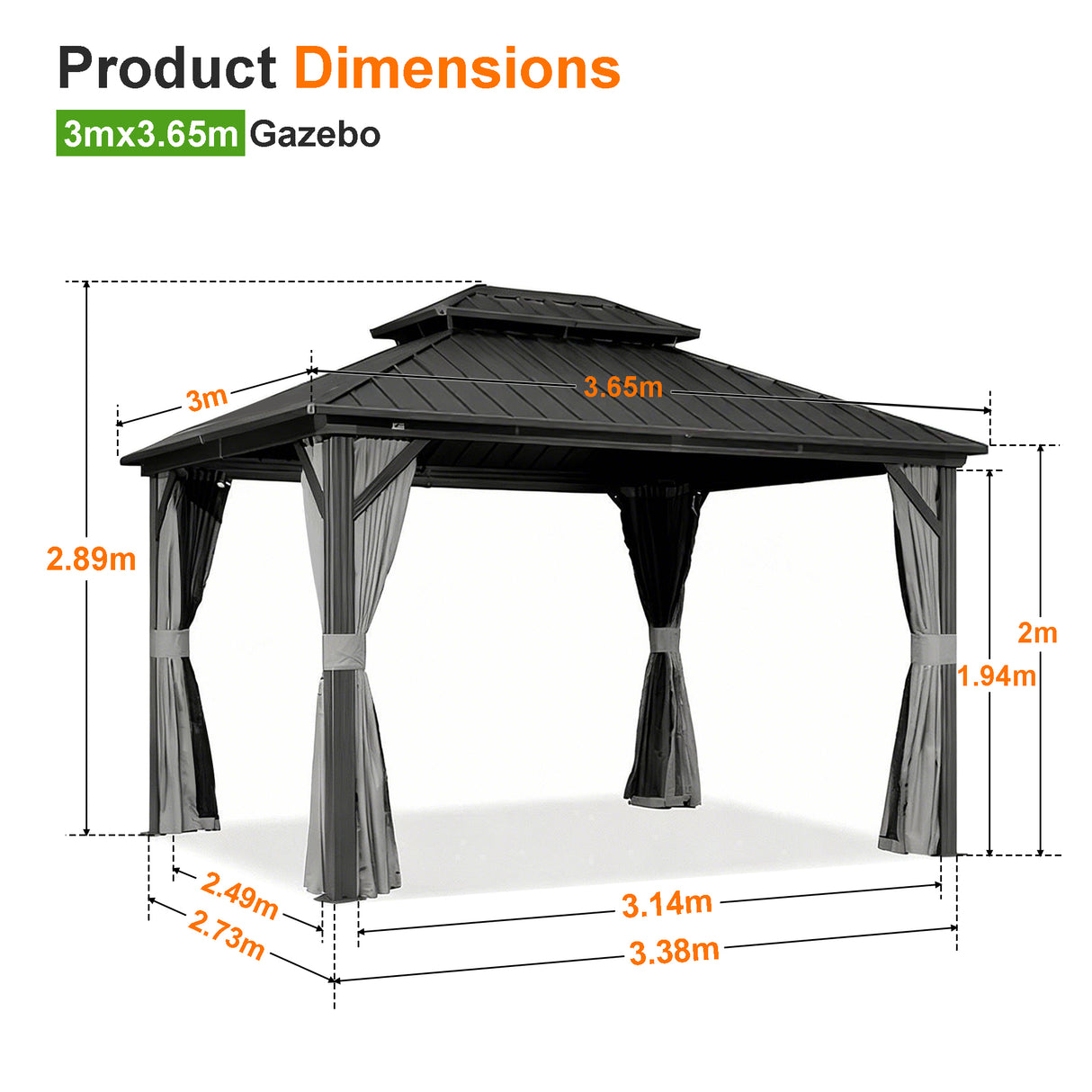 Patioslife Haven Hardtop Gazebo – Heavy-Duty Aluminium Frame, Double-Vented Roof & Curtains, Patio Pergola for Garden or Backyard