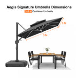 Patioslife Aegis Signature Series Rotating Cantilever Patio Umbrella with Adjustable Tilt for Garden & Poolside