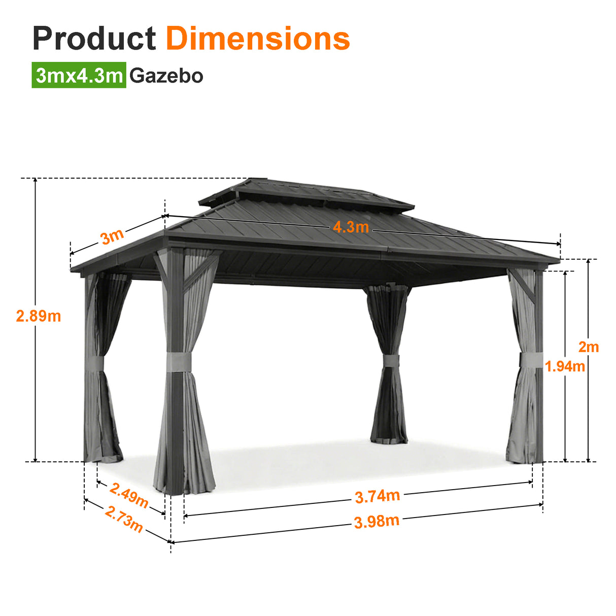 Patioslife Haven Hardtop Gazebo – Heavy-Duty Aluminium Frame, Double-Vented Roof & Curtains, Patio Pergola for Garden or Backyard