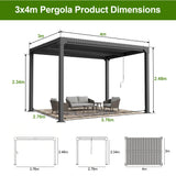 Patioslife Atlantic Premium Louvered Pergola with Adjustable Roof Panels, Integrated Gutter System & Freestanding All-Weather Outdoor Shelter for Patio, Deck & Poolside