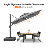 Patioslife Aegis Signature Series Rotating Cantilever Patio Umbrella with Adjustable Tilt for Garden & Poolside