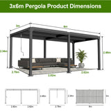 Patioslife Atlantic Premium Louvered Pergola with Adjustable Roof Panels, Integrated Gutter System & Freestanding All-Weather Outdoor Shelter for Patio, Deck & Poolside