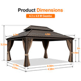 Patioslife Luxury Haven Hardtop Gazebo with sides & Drainage Gutters, 120×120mm Aluminum Posts| Most Popular Choice for Garden or Backyard
