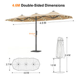 Patioslife Aegis Premium 2.7x4.6m Motorized Garden Parasol — Double-Sided, Remote Control, UPF 50+, Solar LED Lights & Windproof Frame