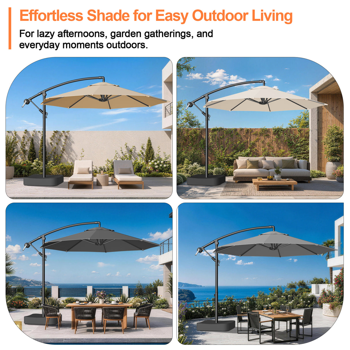 Patioslife Heavy Duty 3M Cantilever Parasol with Base – Premium Outdoor Shade for Patio, Garden & Backyard Living
