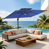 Patioslife Aegis Pro All-weather Cantilever Parasol with LED Lights, Reinforced & Powder-Coated Aluminium Ribs and Pole — Perfect for Garden & Patio