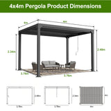 Patioslife Atlantic Premium Louvered Pergola with Adjustable Roof Panels, Integrated Gutter System & Freestanding All-Weather Outdoor Shelter for Patio, Deck & Poolside
