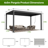 Patioslife Atlantic Premium Louvered Pergola with Adjustable Roof Panels, Integrated Gutter System & Freestanding All-Weather Outdoor Shelter for Patio, Deck & Poolside