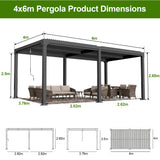 Patioslife Atlantic Premium Louvered Pergola with Adjustable Roof Panels, Integrated Gutter System & Freestanding All-Weather Outdoor Shelter for Patio, Deck & Poolside