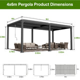 Patioslife Atlantic Premium Louvered Pergola with Adjustable Roof Panels, Integrated Gutter System & Freestanding All-Weather Outdoor Shelter for Patio, Deck & Poolside