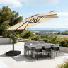 Patioslife Aegis Pro All-weather Cantilever Parasol with LED Lights, Reinforced & Powder-Coated Aluminium Ribs and Pole — Perfect for Garden & Patio