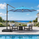 Patioslife Aegis Pro Round Cantilever Patio Umbrella with Solar LED Lights & Shade Protection