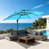 Patioslife Aegis Pro All-weather Cantilever Parasol with LED Lights, Reinforced & Powder-Coated Aluminium Ribs and Pole — Perfect for Garden & Patio