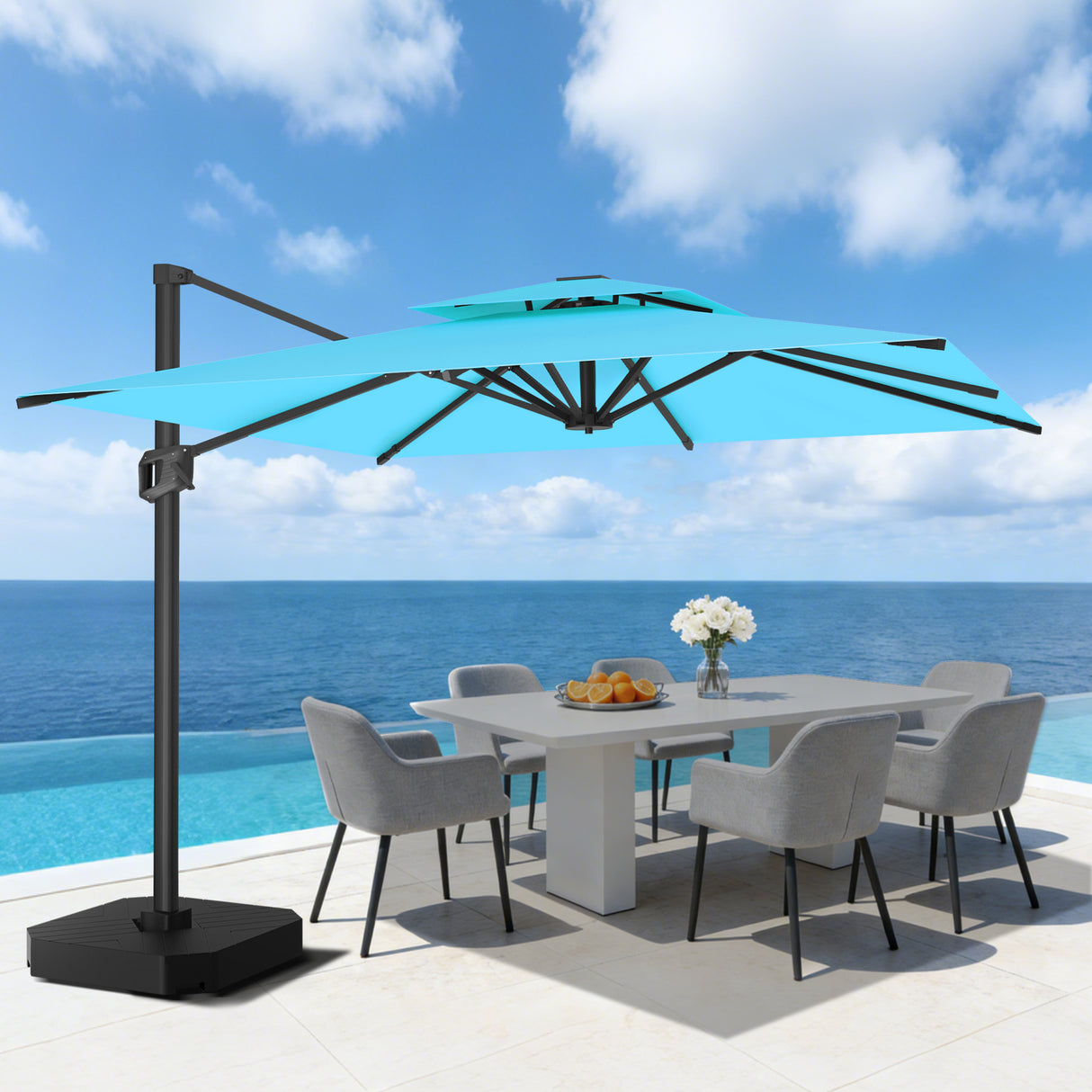 Patioslife Aegis Pro All-weather Cantilever Parasol , Reinforced & Powder-Coated Aluminium Ribs and Pole — Perfect for Garden & Patio