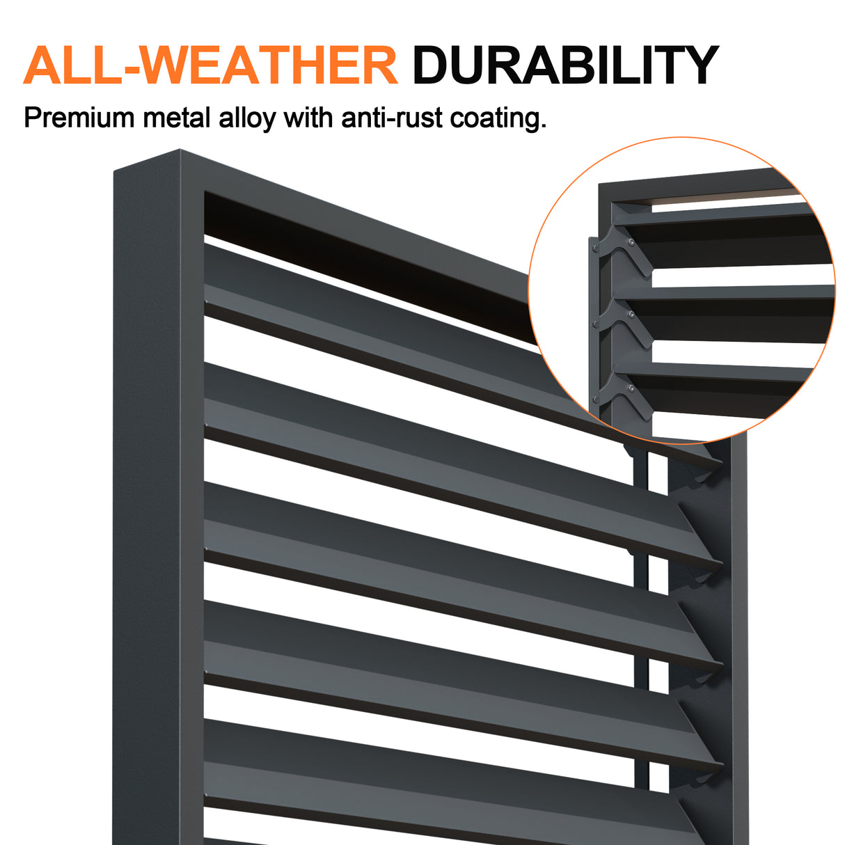 Patioslife Atlantic Series Aluminium Louvre Side Panel – Pergola Sidewall with Adjustable Louvers for Privacy, Shade and Wind Protection